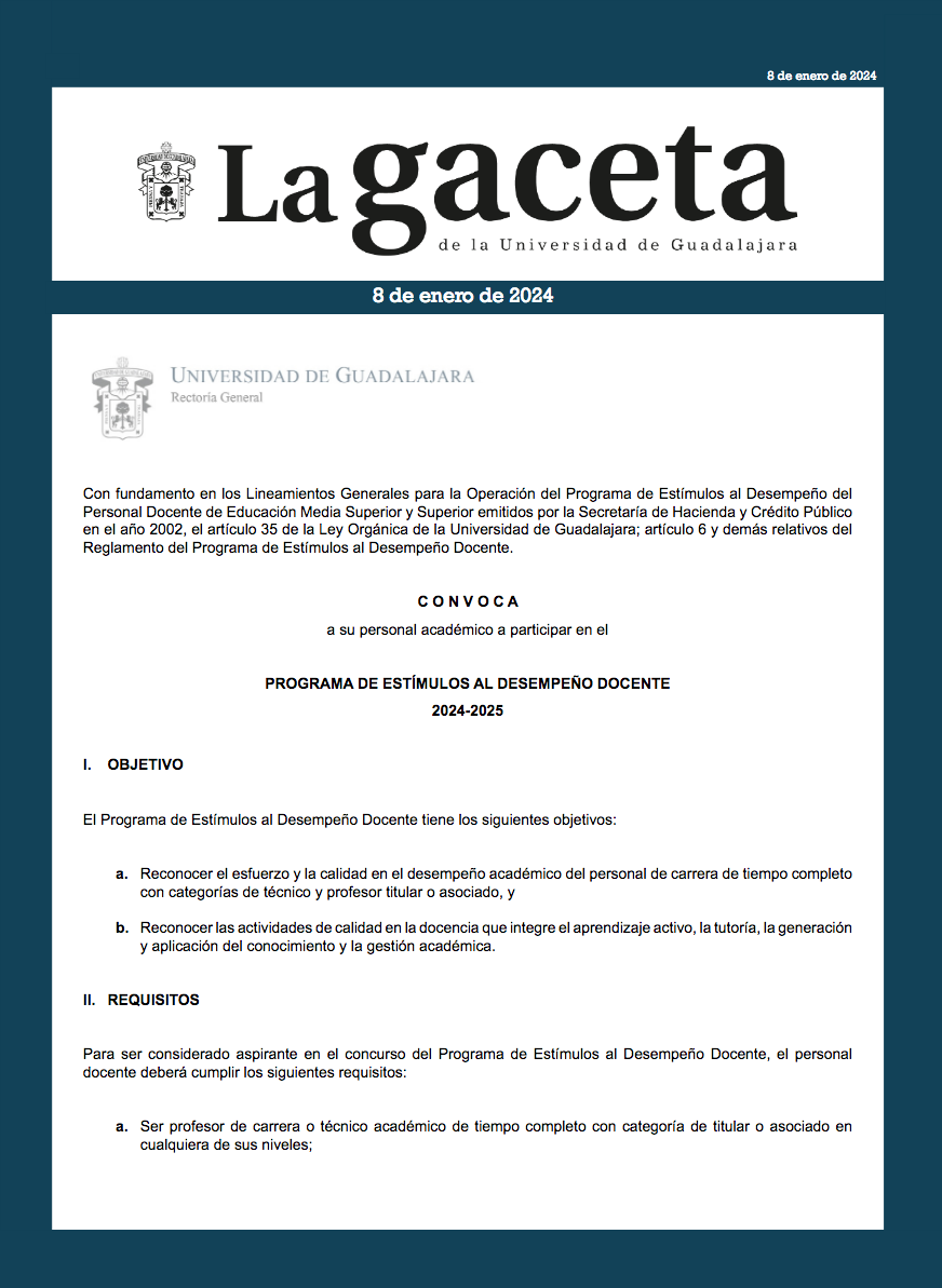 Convocatoria del Programa de Estímulos al Desempeño Docente 20242025